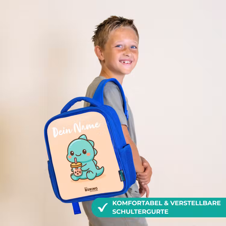 Kawai - Dino - Bubbletea Kinderrugzak - Blauw middel -sfeer3_DE