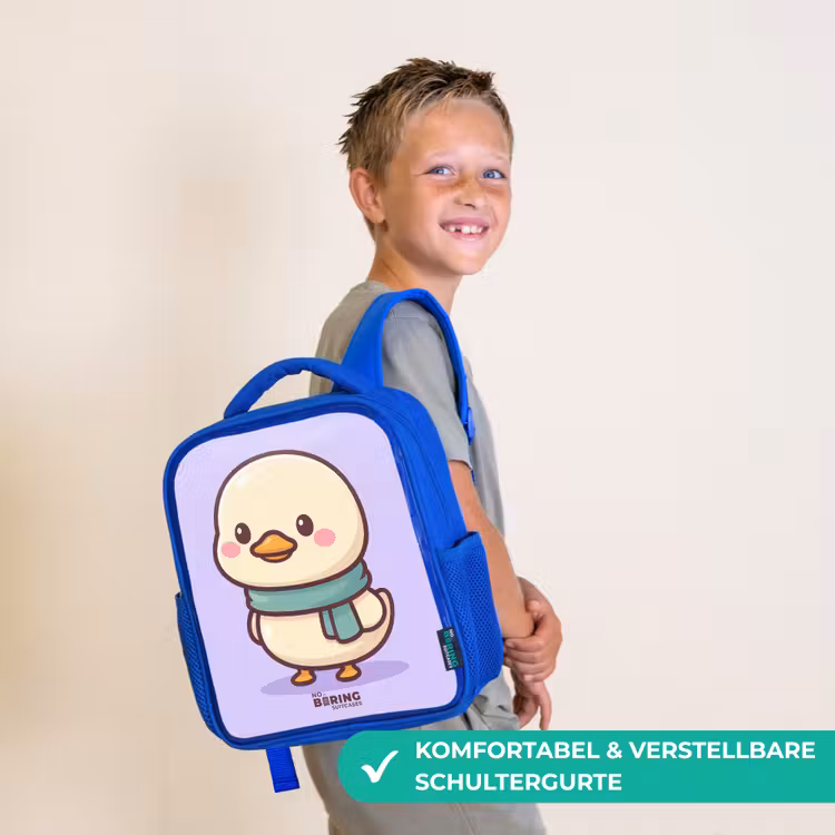 Kawai - Eend - Sjaal Kinderrugzak - Blauw middel -sfeer3_DE