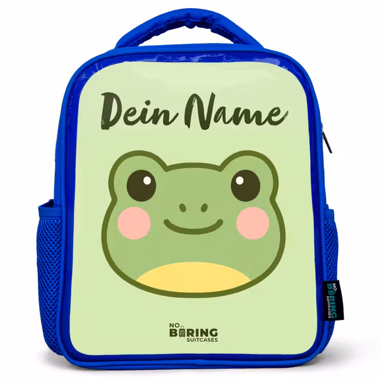 Kawai - Kikker - Groen Kinderrugzak - Blauw middel -3d