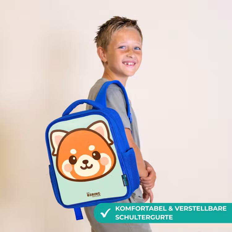 Kawai - Rode panda - Groen Kinderrugzak - Blauw middel -sfeer3_DE