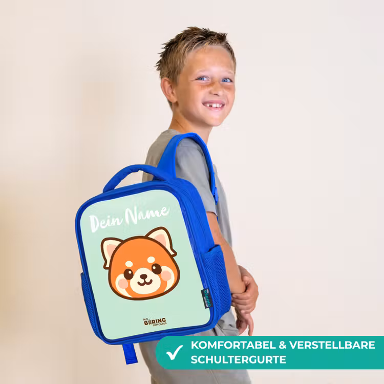 Kawai - Rode panda - Groen Kinderrugzak - Blauw middel -sfeer3_DE