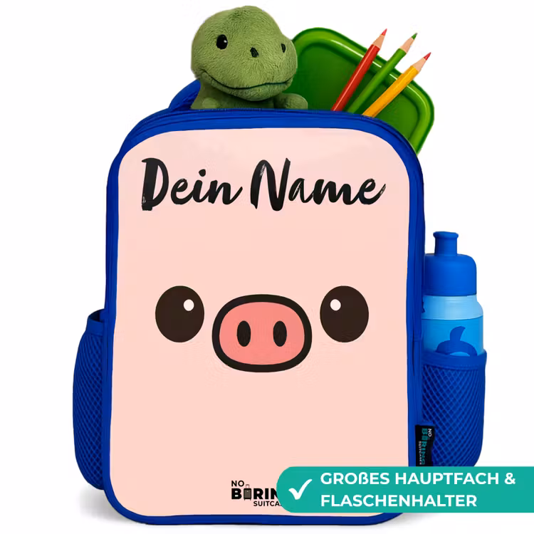 Kawai - Varken - Roze Kinderrugzak - Blauw middel -inhoud_DE