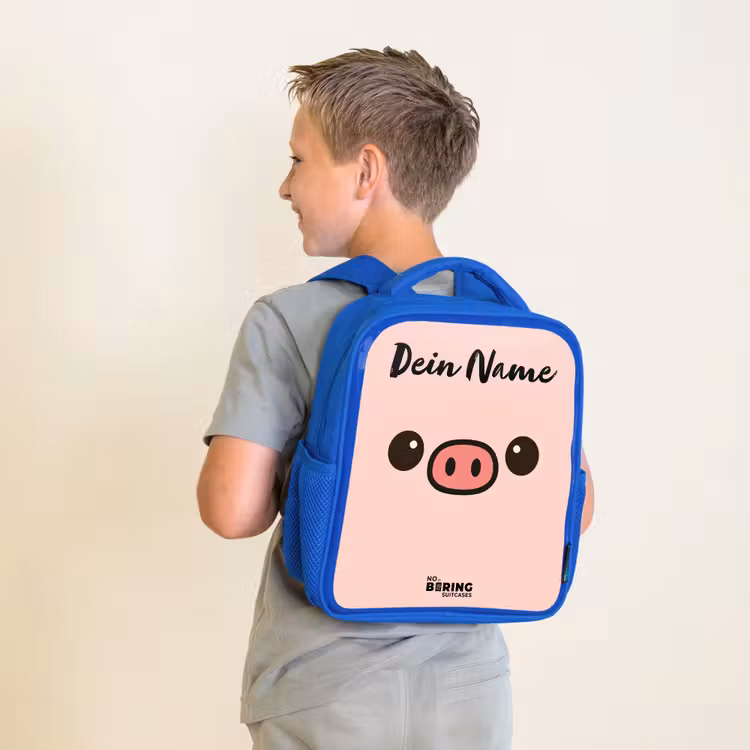 Kawai - Varken - Roze Kinderrugzak - Blauw middel -sfeer2