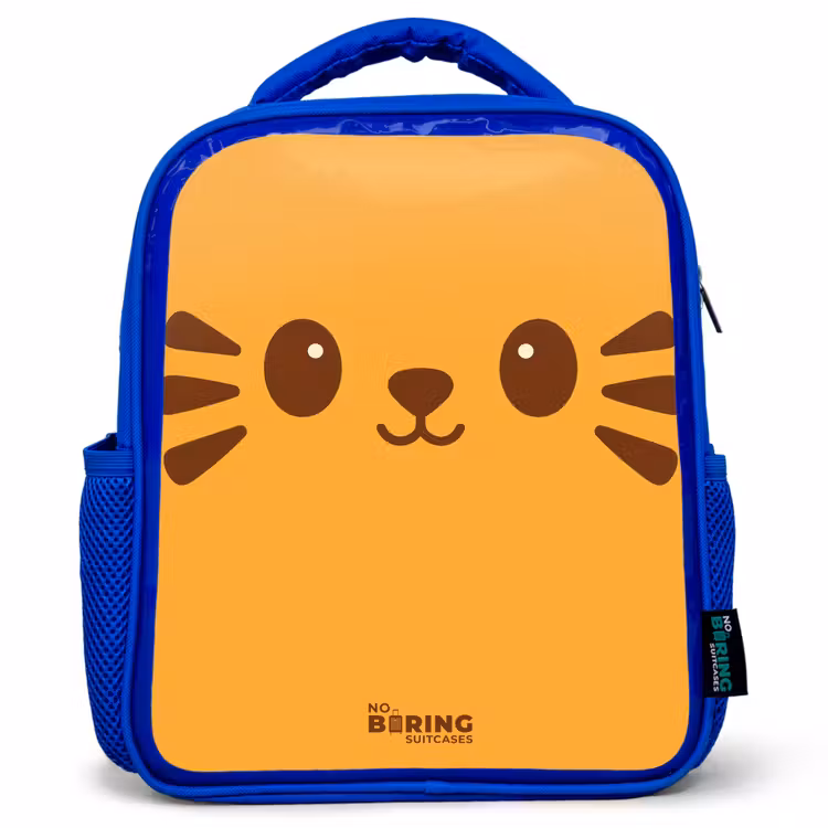 Kawai - Tijger - Oranje Kinderrugzak - Blauw middel -3d