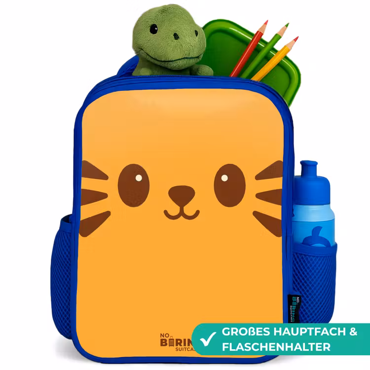 Kawai - Tijger - Oranje Kinderrugzak - Blauw middel -inhoud_DE