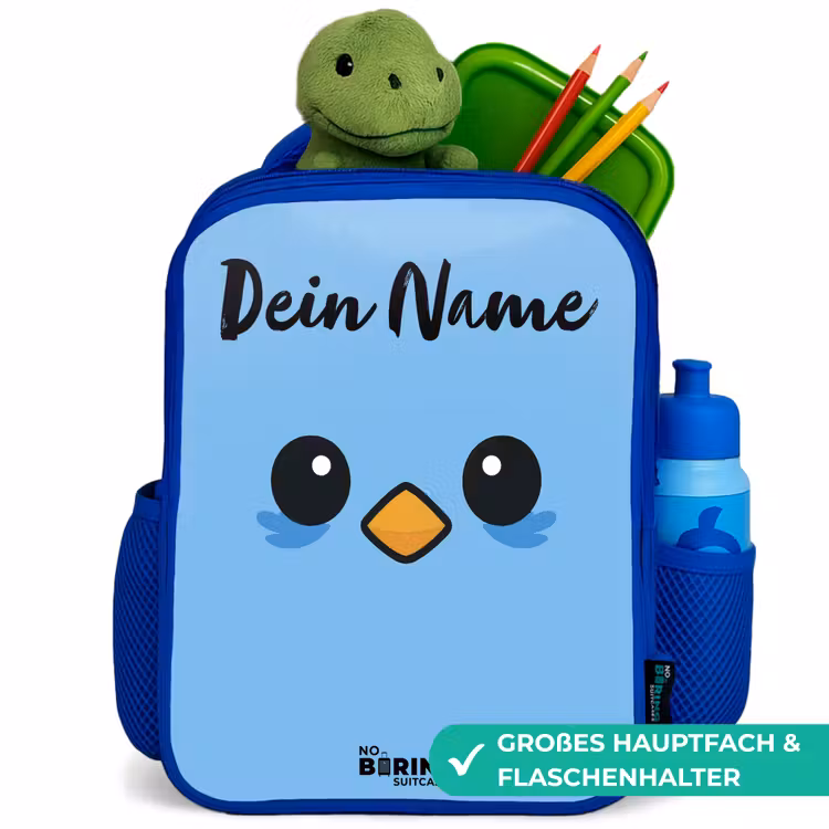 Kawai - Vogel - Blauw Kinderrugzak - Blauw middel -inhoud_DE