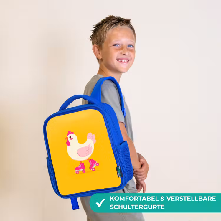 Kip - Rolschaatsen - Geel Kinderrugzak - Blauw middel -sfeer3_DE