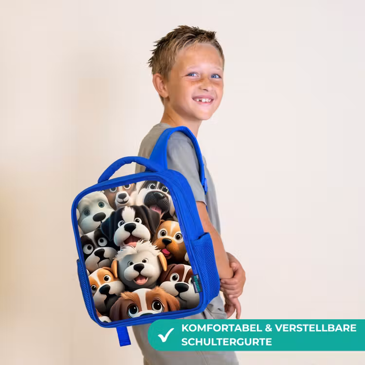 Blaffende Bengeltjes Kinderrugzak - Blauw middel -sfeer3_DE