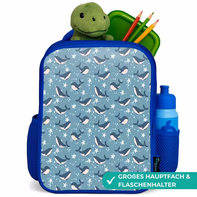 Klein - Oceaan - Walvis - Zeester Kinderrugzak - Blauw middel 862 -inhoud_DE