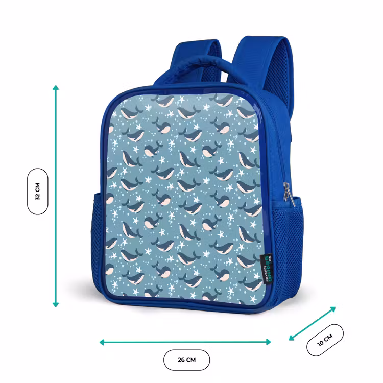 Klein - Oceaan - Walvis - Zeester Kinderrugzak - Blauw middel 862 -productfoto_formaten