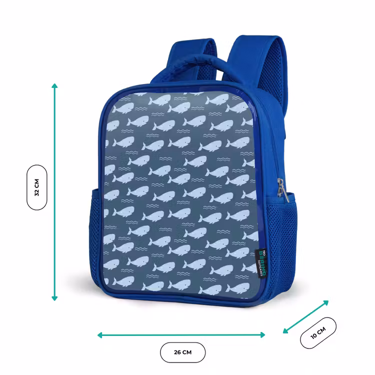 Klein - Oceaan - Golven - Blauw Kinderrugzak - Blauw middel 862 -productfoto_formaten