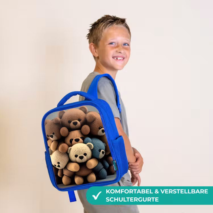 Knuffelberen Kinderrugzak - Blauw middel -sfeer3_DE