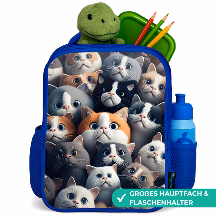 Snoezige Snuitjes Kinderrugzak - Blauw middel -inhoud_DE