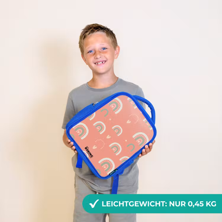 Koraal kleurenbogen Kinderrugzak - Blauw middel -sfeer1_DE