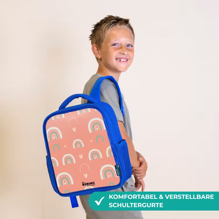Koraal kleurenbogen Kinderrugzak - Blauw middel -sfeer3_DE