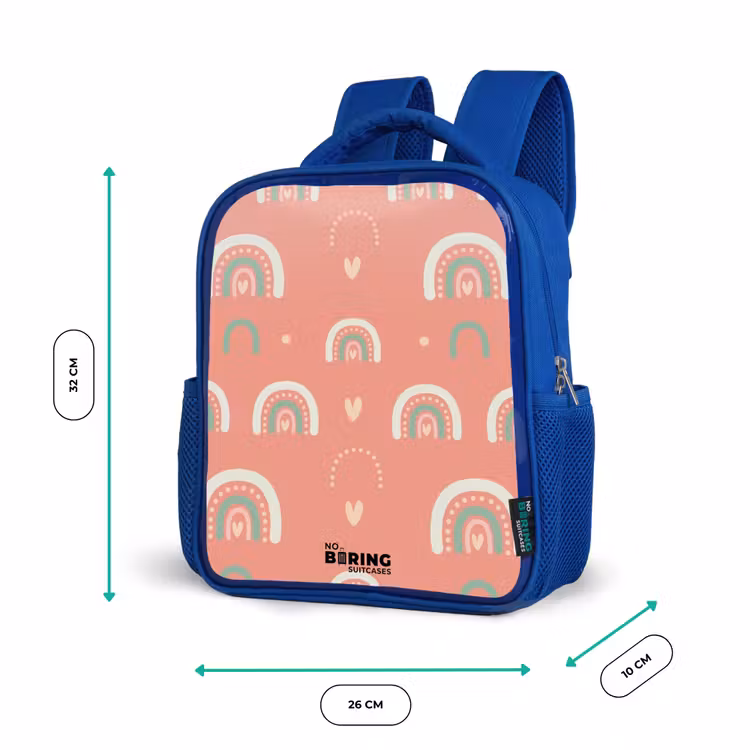 Koraal kleurenbogen Kinderrugzak - Blauw middel -productfoto_formaten
