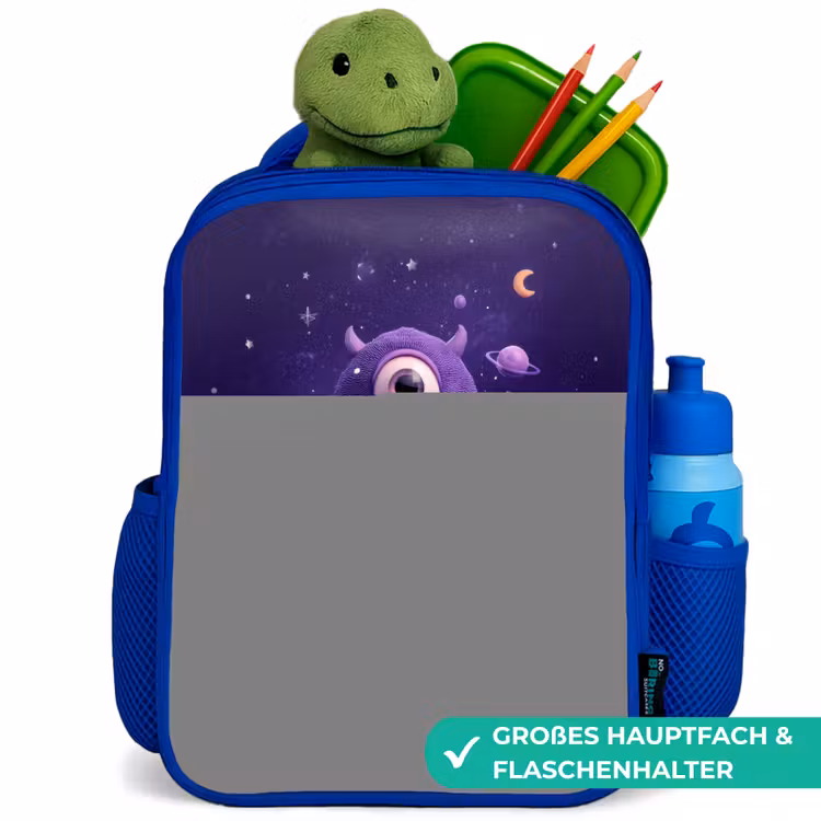Kosmisch tentakelmonster Kinderrugzak - Blauw middel -inhoud_DE