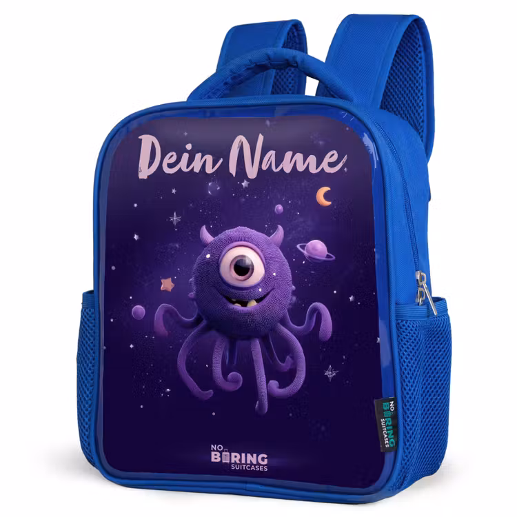 Kosmisch tentakelmonster Kinderrugzak - Blauw middel -schuin
