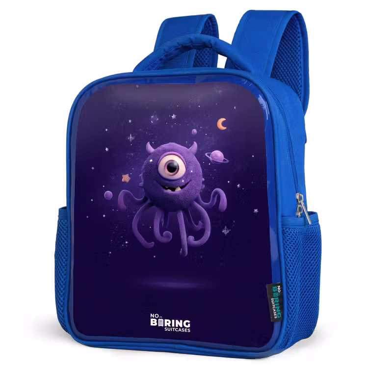 Kosmisch tentakelmonster Kinderrugzak - Blauw middel -schuin