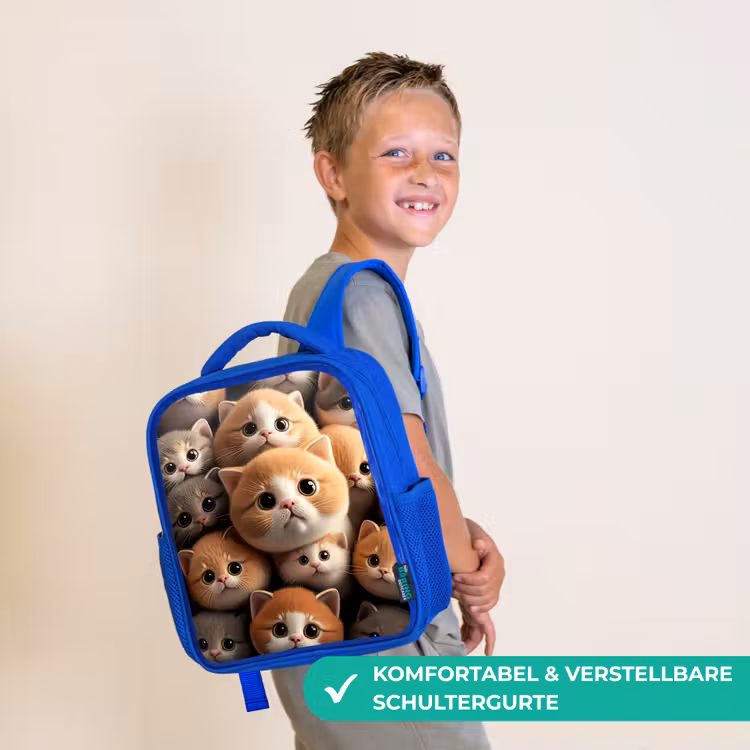Knuffelkatjes Kinderrugzak - Blauw middel -sfeer3_DE