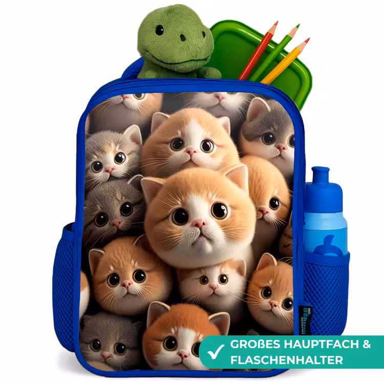 Knuffelkatjes Kinderrugzak - Blauw middel -inhoud_DE