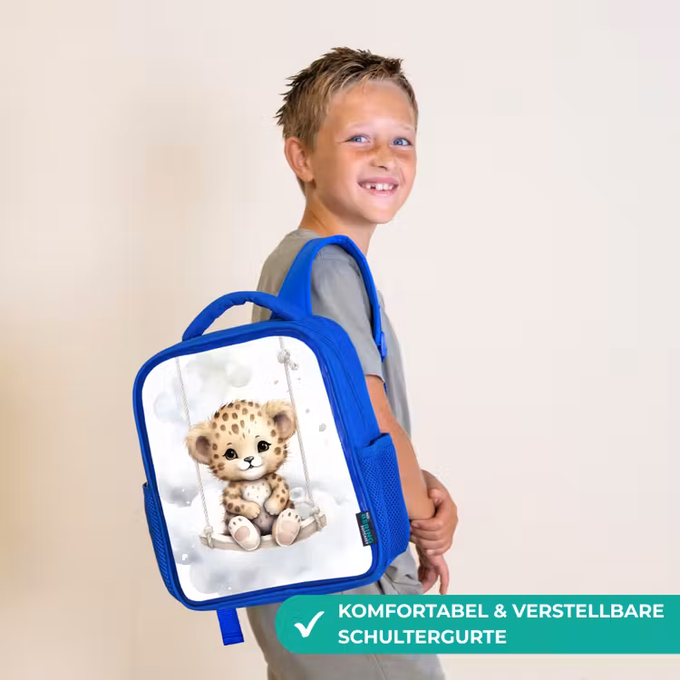 Luipaard - Dier - Kinderen Kinderrugzak - Blauw middel -sfeer3_DE