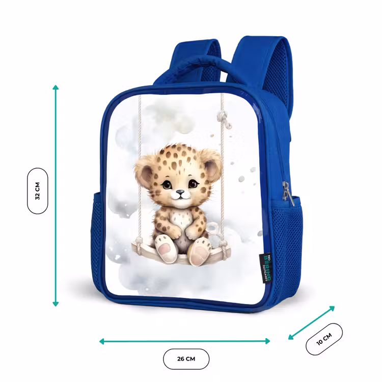 Luipaard - Dier - Kinderen Kinderrugzak - Blauw middel -productfoto_formaten
