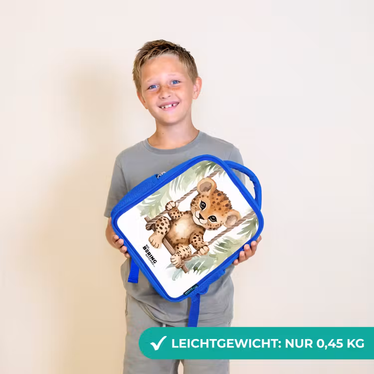 Luipaard welp op een schommel waterverf illustratie Kinderrugzak - Blauw middel -sfeer1_DE