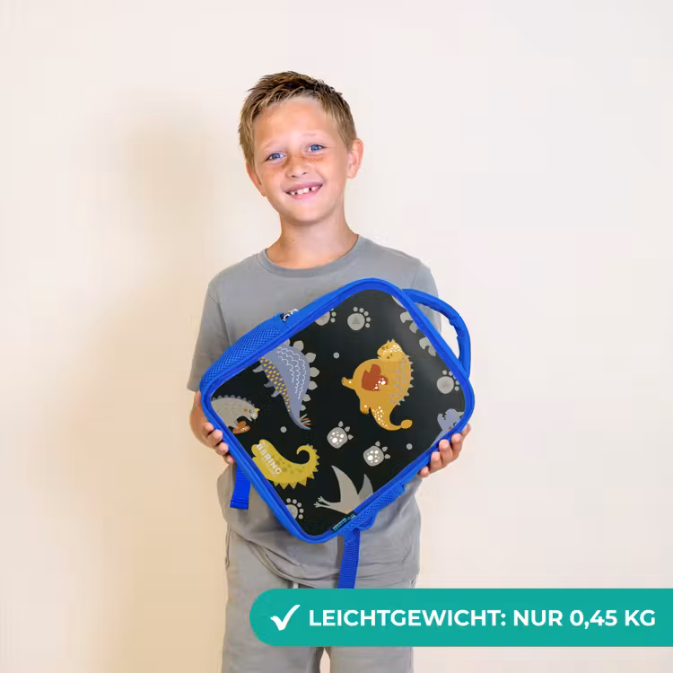 Liefdevolle dinosaurus Kinderrugzak - Blauw middel -sfeer1_DE