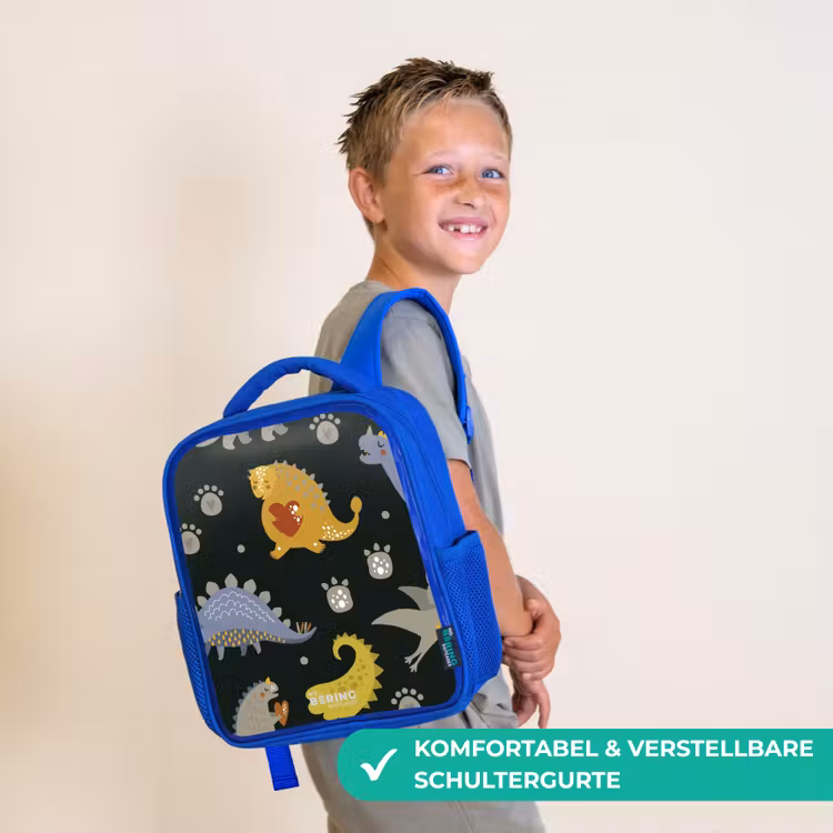 Liefdevolle dinosaurus Kinderrugzak - Blauw middel -sfeer3_DE