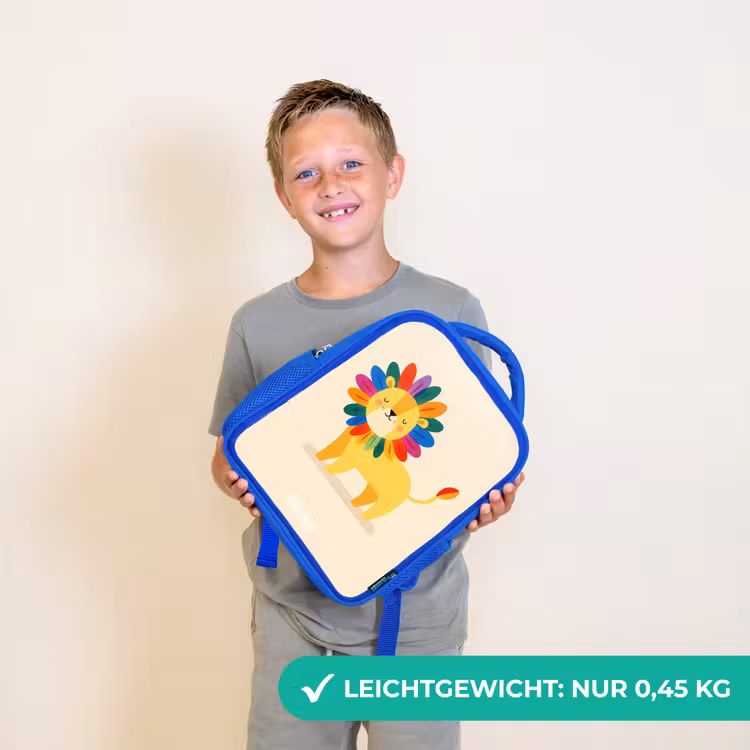 Leeuw - Manen - Kleurrijk Kinderrugzak - Blauw middel -sfeer1_DE