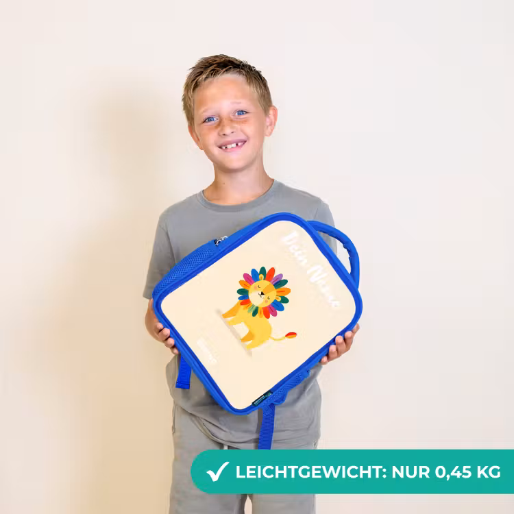 Leeuw - Manen - Kleurrijk Kinderrugzak - Blauw middel -sfeer1_DE