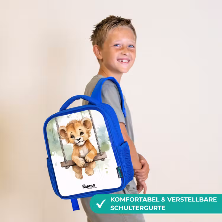 Lucas leeuw Kinderrugzak - Blauw middel -sfeer3_DE