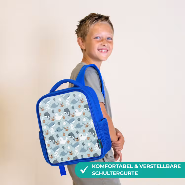 Oceaan - Walvis - Zeehond - Krab Kinderrugzak - Blauw middel 862 -sfeer3_DE