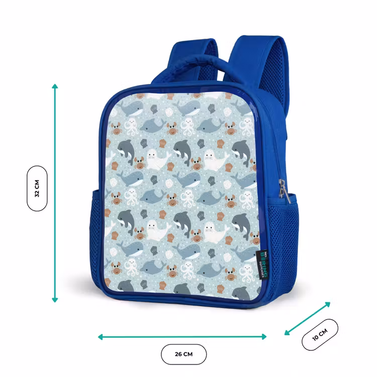 Oceaan - Walvis - Zeehond - Krab Kinderrugzak - Blauw middel 862 -productfoto_formaten