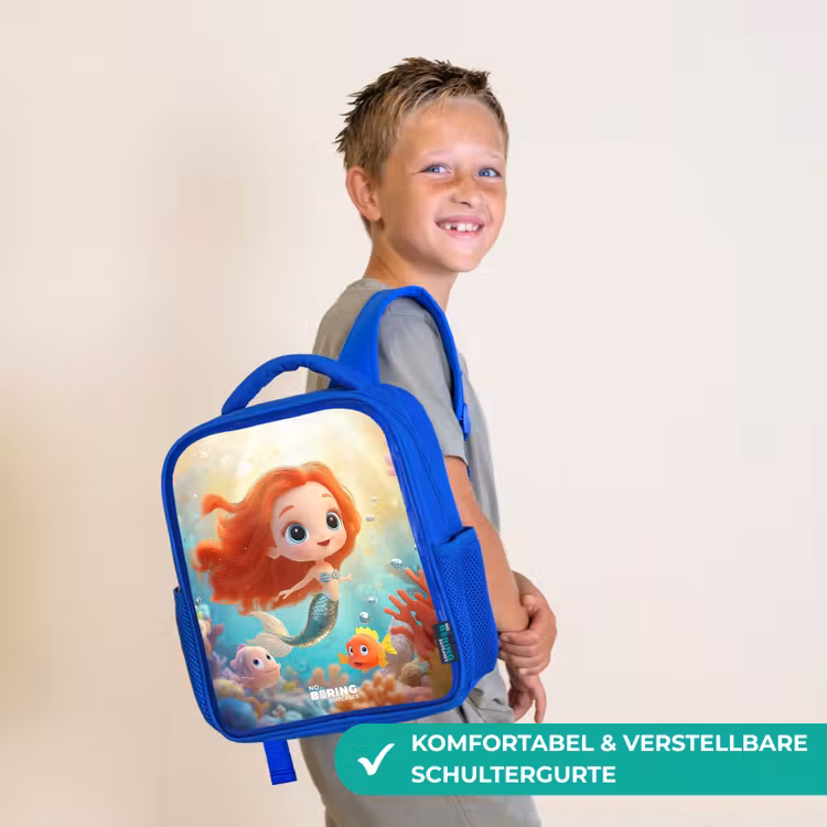Zeemeermin - Vissen - Koraal Kinderrugzak - Blauw middel -sfeer3_DE