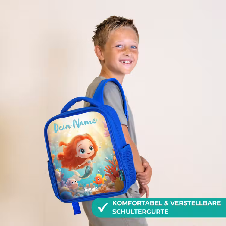 Zeemeermin - Vissen - Koraal Kinderrugzak - Blauw middel -sfeer3_DE