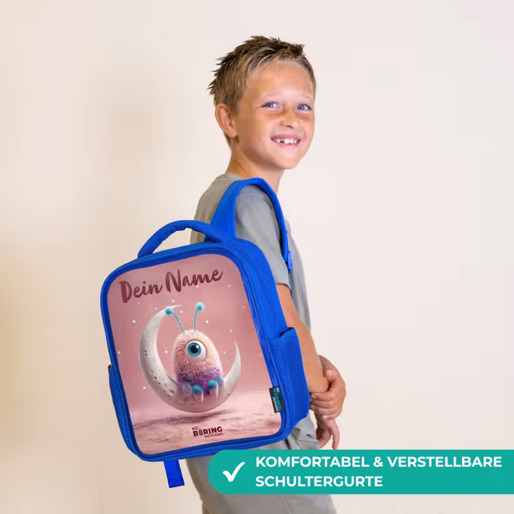 Maanwip met Pluizig Wezentje Kinderrugzak - Blauw middel -sfeer3_DE