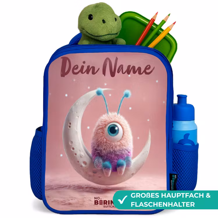 Maanwip met Pluizig Wezentje Kinderrugzak - Blauw middel -inhoud_DE