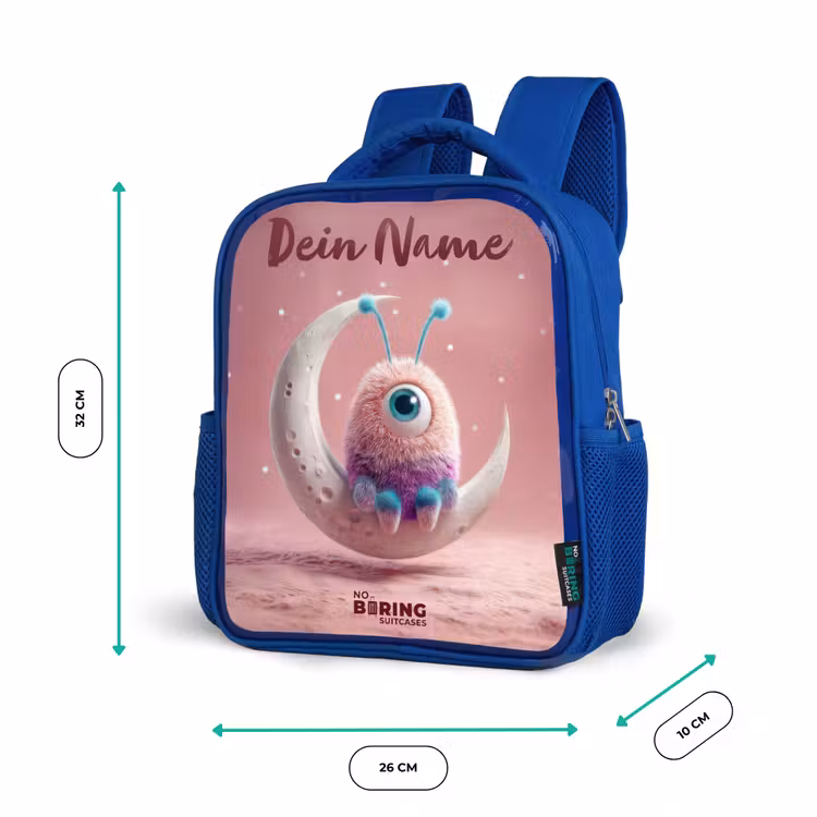 Maanwip met Pluizig Wezentje Kinderrugzak - Blauw middel -productfoto_formaten