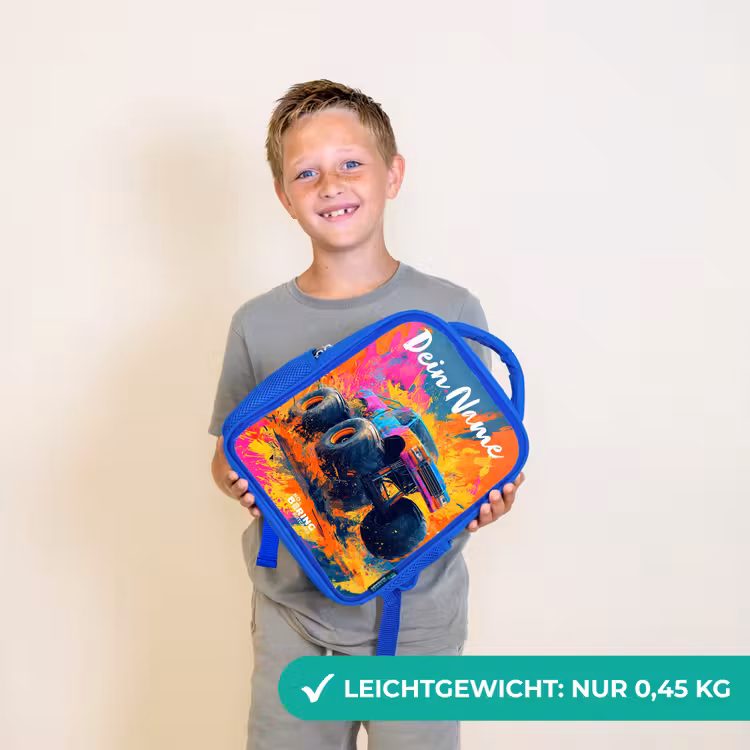 Monstertruck - Abstract - Verfspatten - Kleurrijk Kinderrugzak - Blauw middel -sfeer1_DE