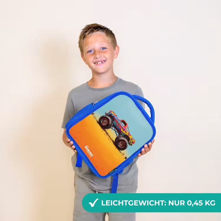 Monstertruck met Graffiti Print in het Zand Kinderrugzak - Blauw middel -sfeer1_DE
