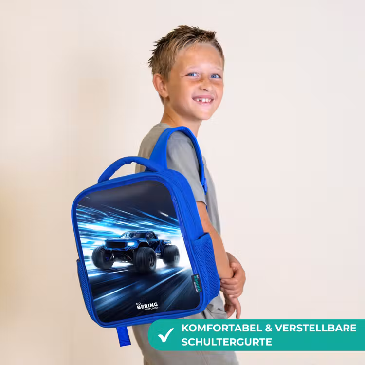 Monstertruck raast door lichtsnelheid Kinderrugzak - Blauw middel -sfeer3_DE