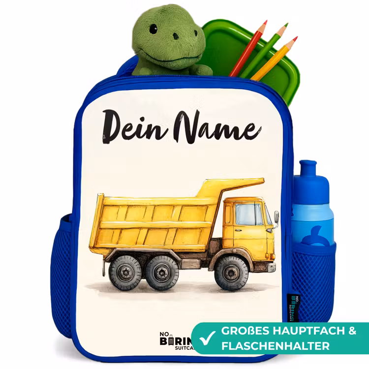 Kiepwagen - Getekend - Geel Kinderrugzak - Blauw middel -inhoud_DE