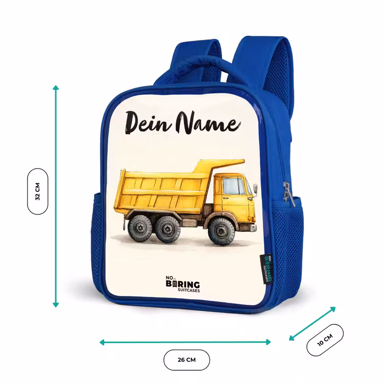Kiepwagen - Getekend - Geel Kinderrugzak - Blauw middel -productfoto_formaten