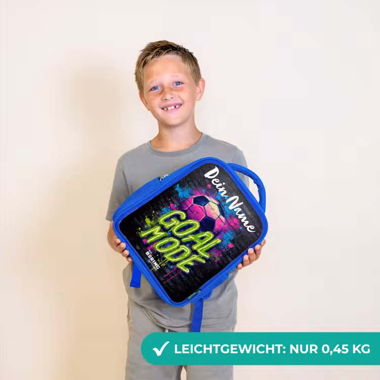 Neon - Graffiti - Voetbal - Kleurrijk Kinderrugzak - Blauw middel -sfeer1_DE