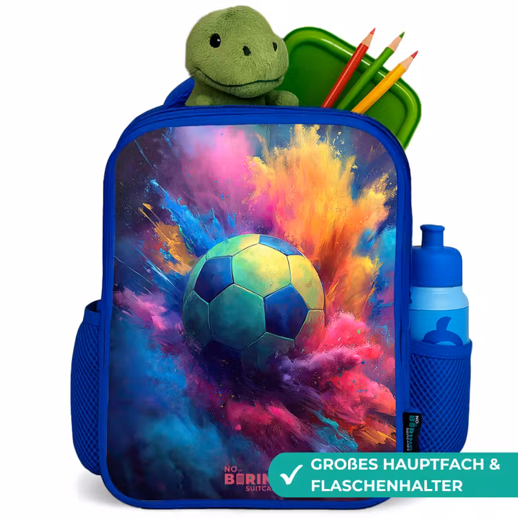Neon - Bal - Kleurrijk Kinderrugzak - Blauw middel -inhoud_DE