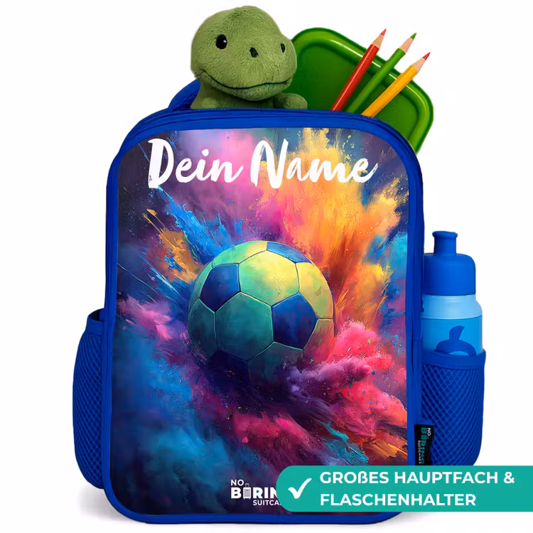 Neon - Bal - Kleurrijk Kinderrugzak - Blauw middel -inhoud_DE