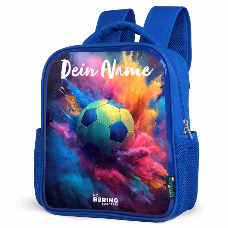 Neon - Bal - Kleurrijk Kinderrugzak - Blauw middel -schuin