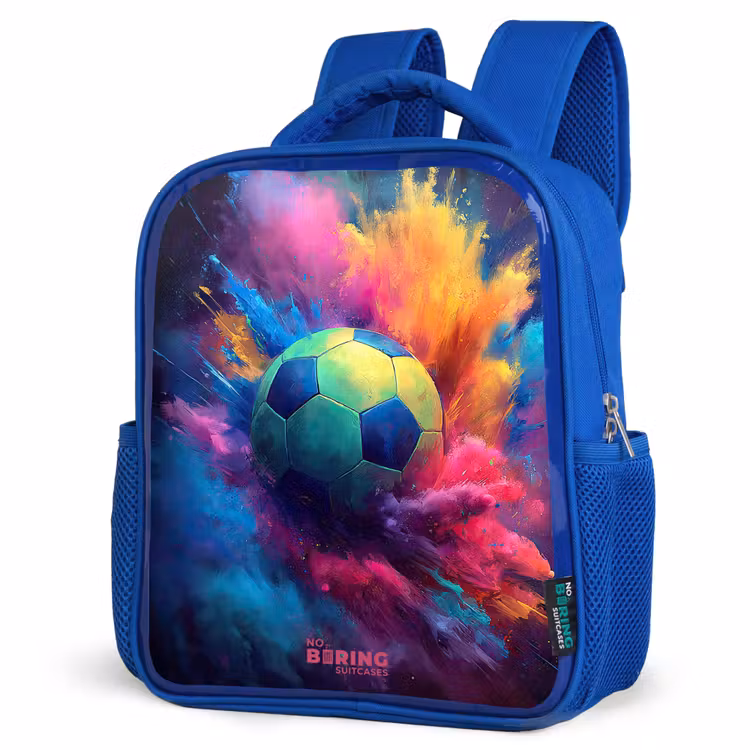 Neon - Bal - Kleurrijk Kinderrugzak - Blauw middel -schuin